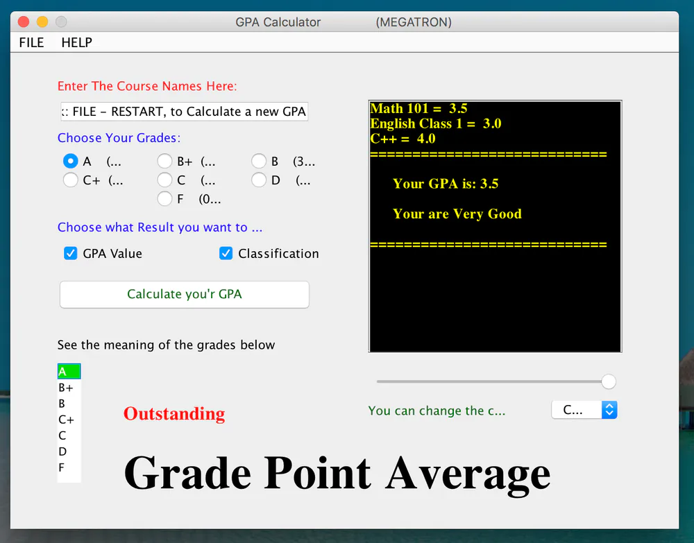 GPA Calculator - Screenshot 1 - Desktop App project