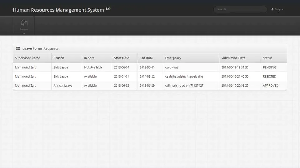 HRMS - Screenshot 1 - Web App project