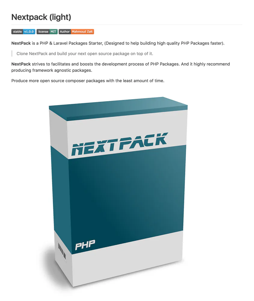 Nextpack - Screenshot 1 - PHP Package project