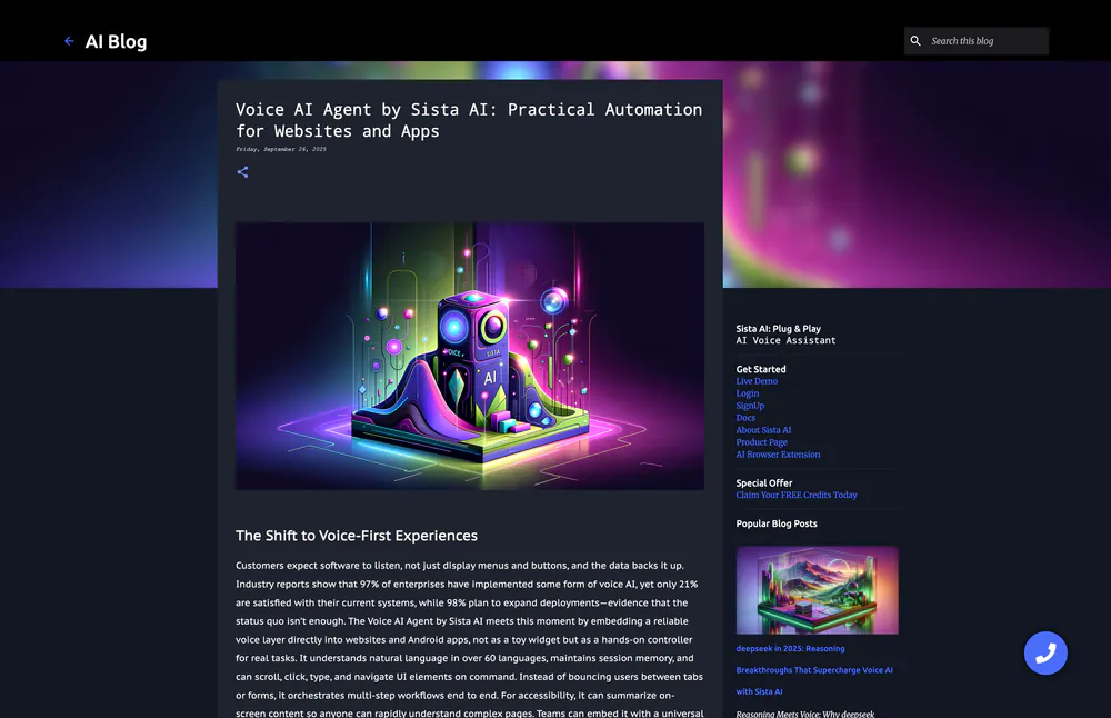 Sista Blog - Screenshot 1 - Website, Blog project