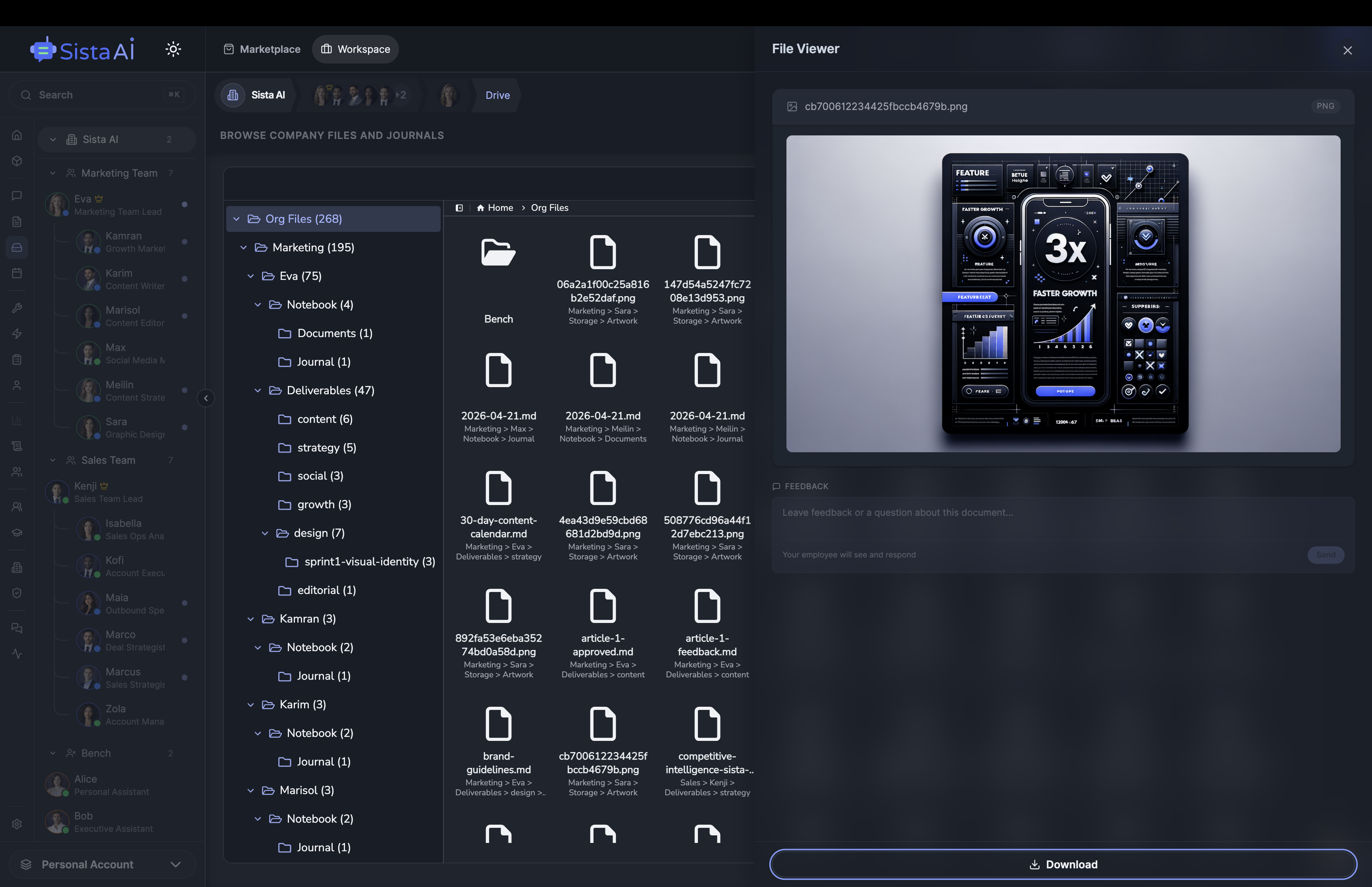 AI Workforce platform dashboard