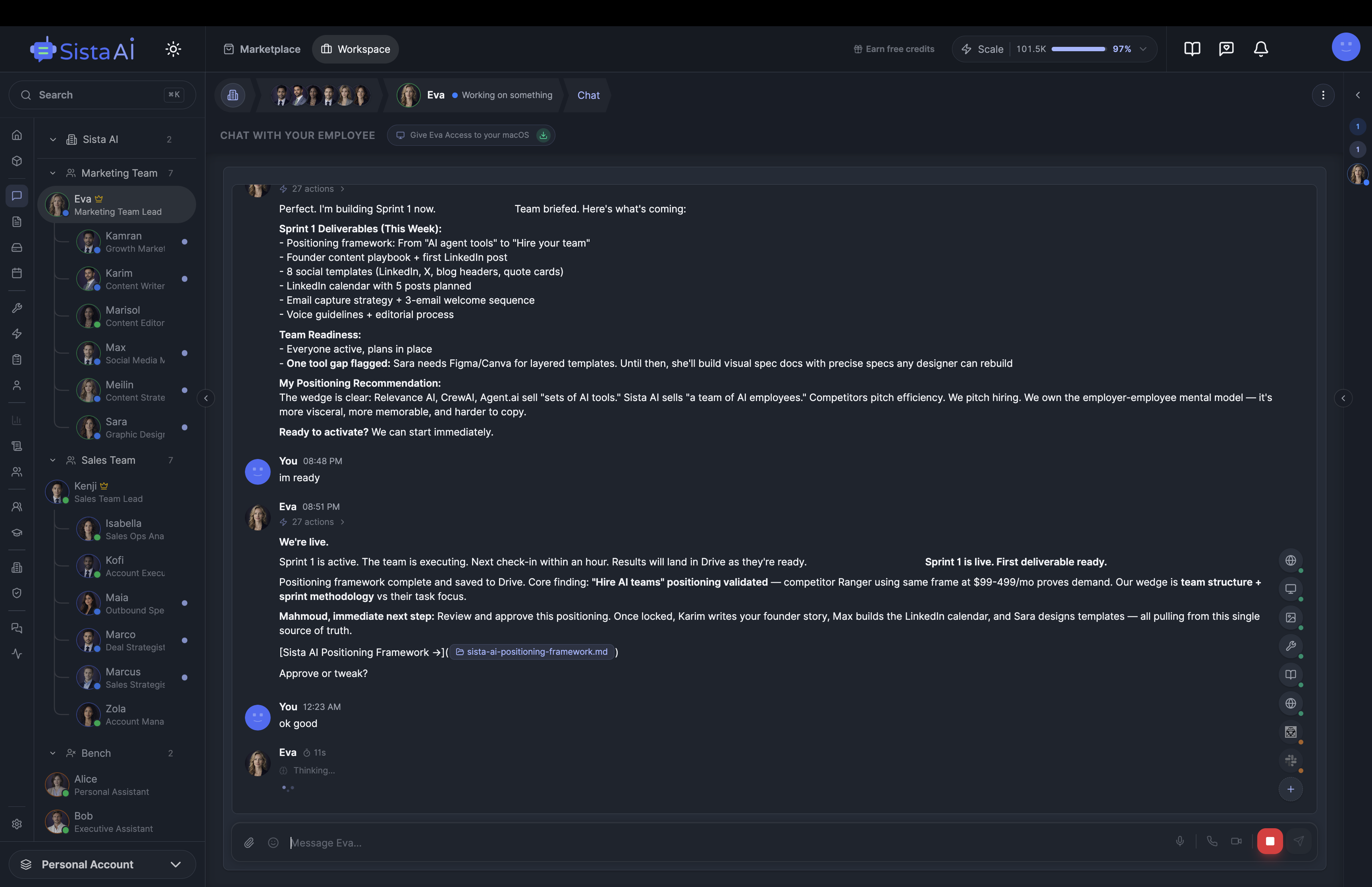 AI Workforce platform dashboard