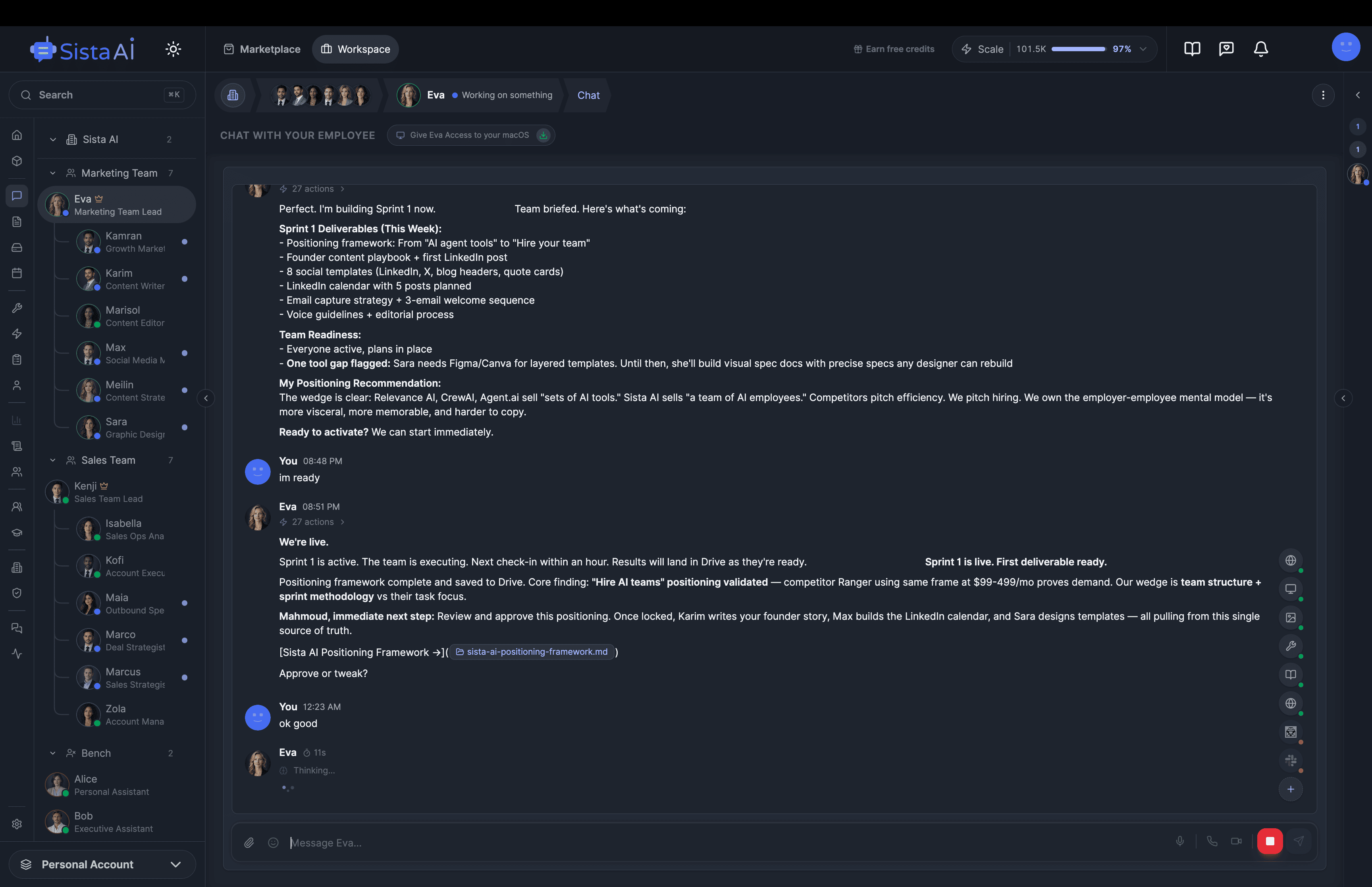 AI Workforce platform dashboard